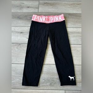 XS pink yoga black crop legging